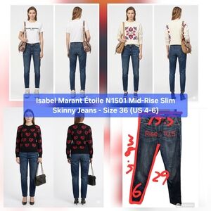 Isabel Marant Étoile N1501 Mid-Rise Slim Skinny Jeans Size 36 (US 4-6)